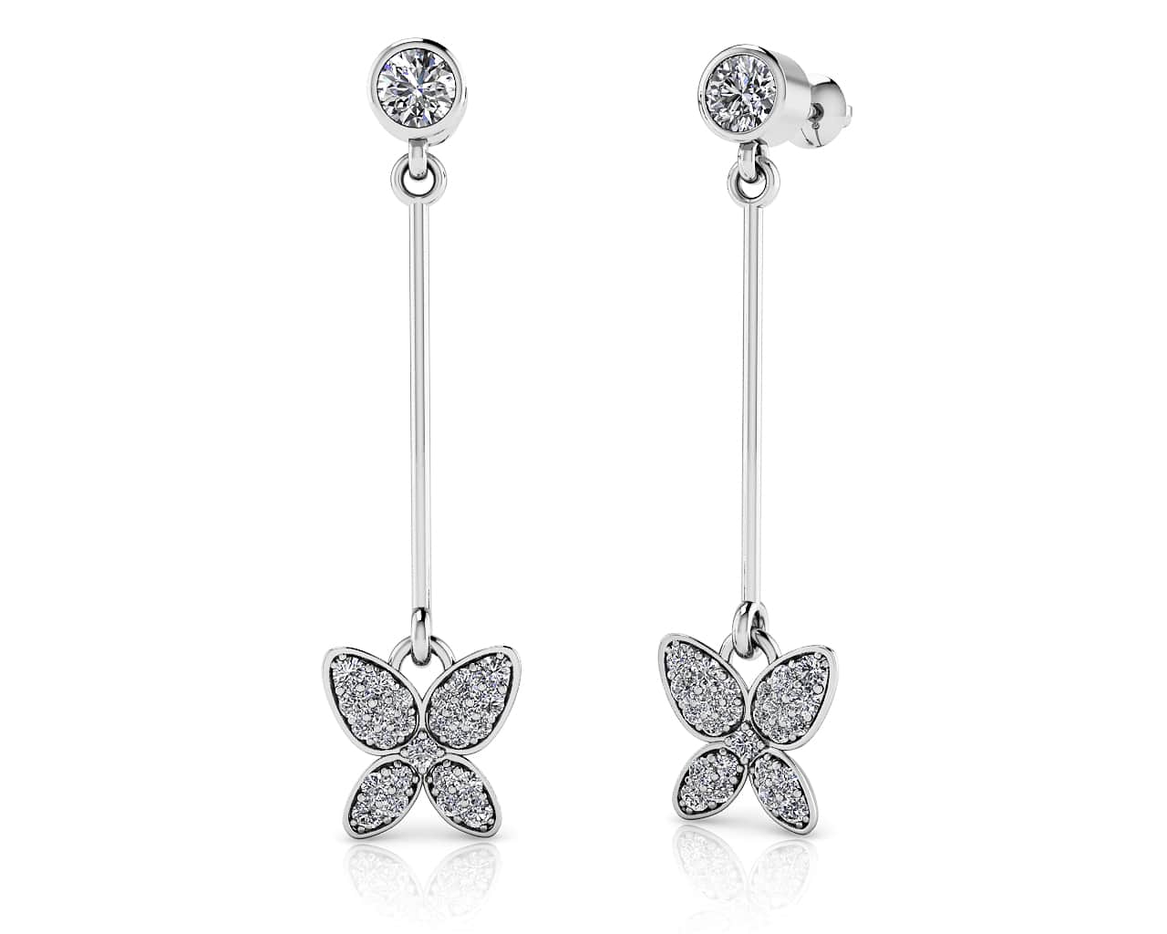 Butterfly Drop Bar Earrings Diamond with 0.56 ct.(finished)